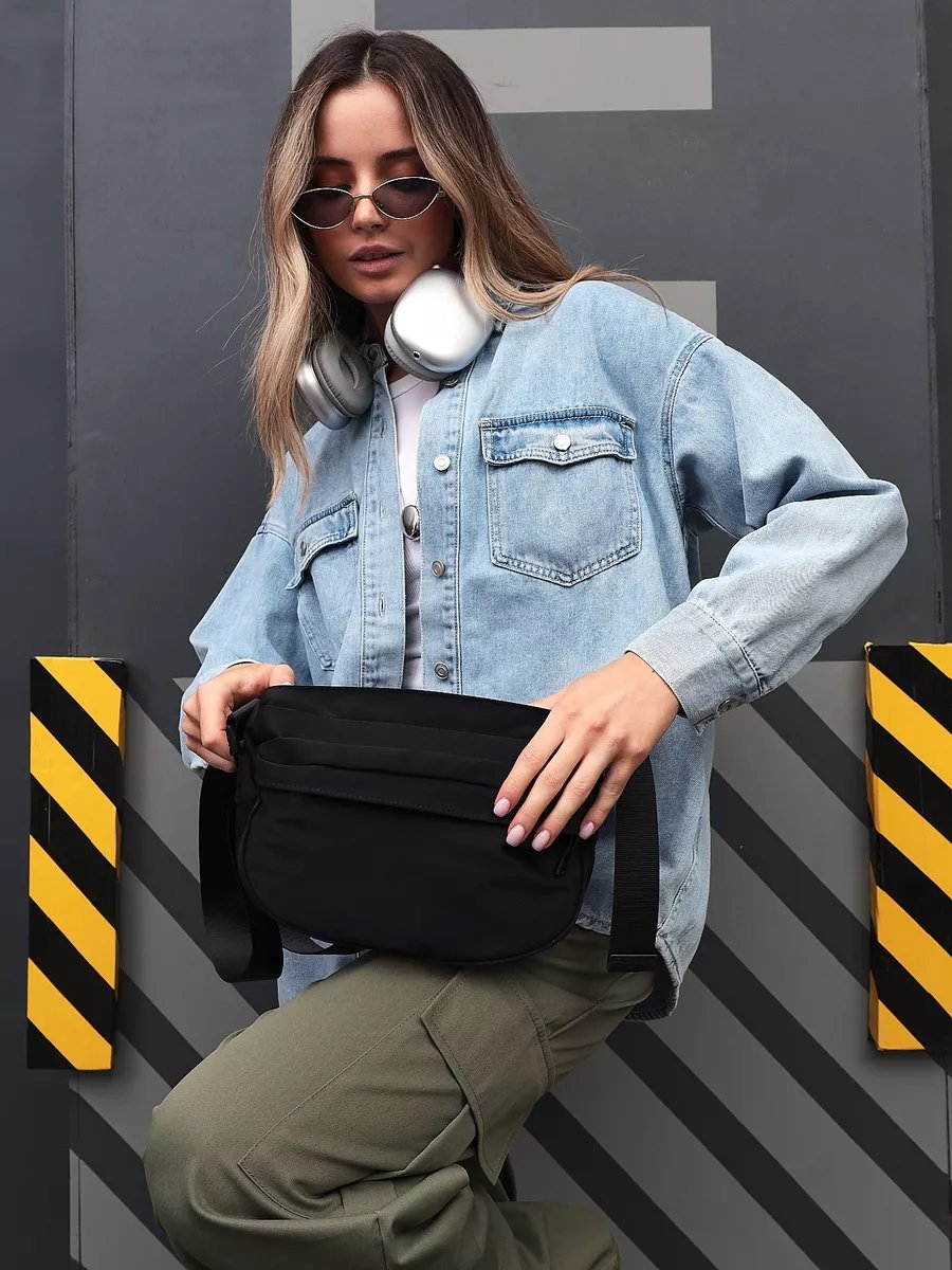 Сумка кросс-боди MiniBags полиэстер черный купить,NaN