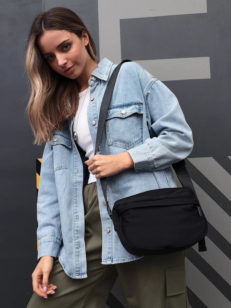 Сумка кросс-боди MiniBags полиэстер черный купить,NaN