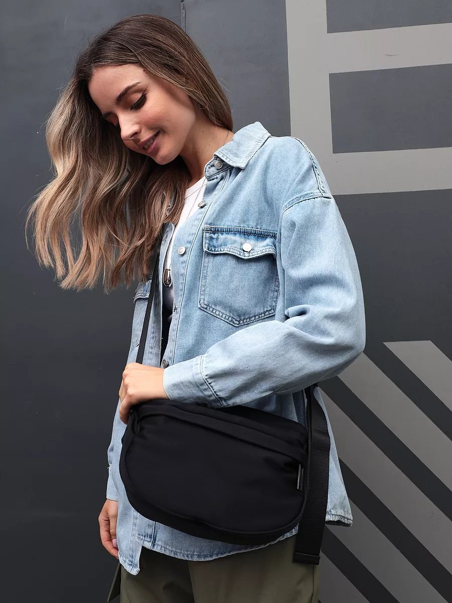 Сумка кросс-боди MiniBags полиэстер черный купить,NaN