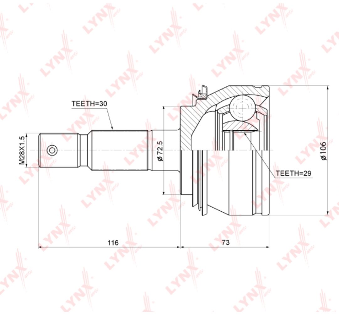 LYNXauto шрус наружный CO-3856 купить,NaN