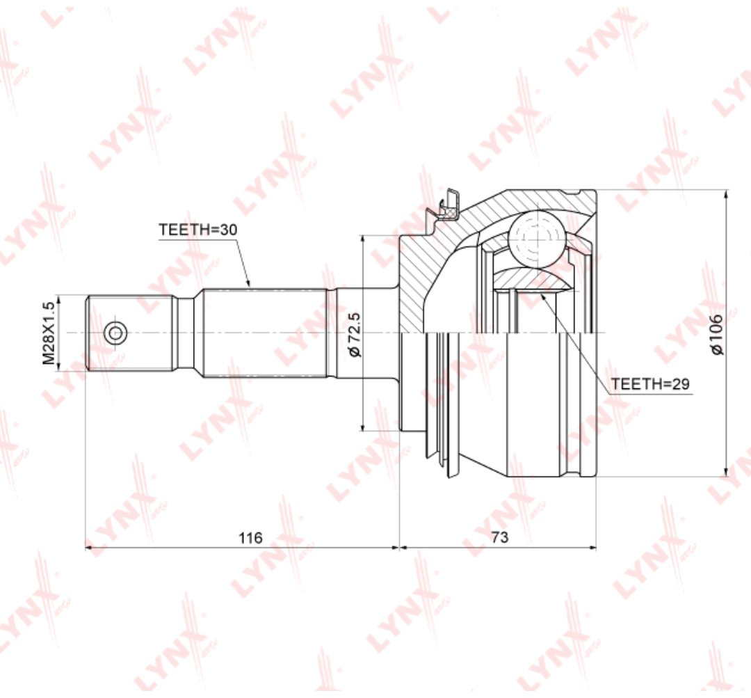LYNXauto шрус наружный CO-3856 купить,NaN