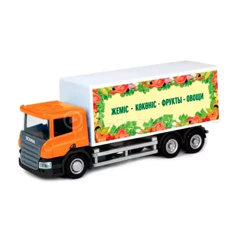 Машинка 039081KZ RMZ CITY DIE CAST SCANIA 20 FOOT CONTAINER FRUITS AND VEGETABLES DELIVERY Orange-White