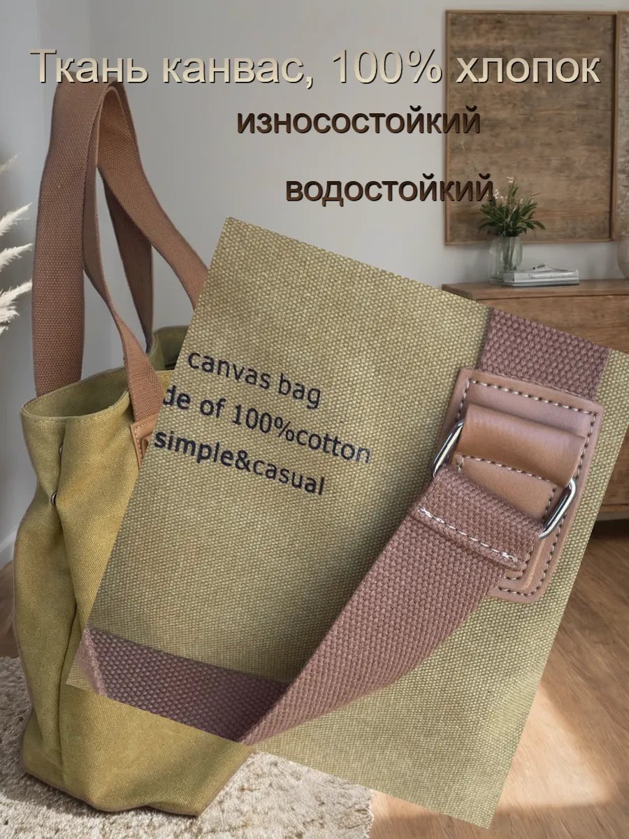 Сумка шоппер канвас коричневый купить,NaN