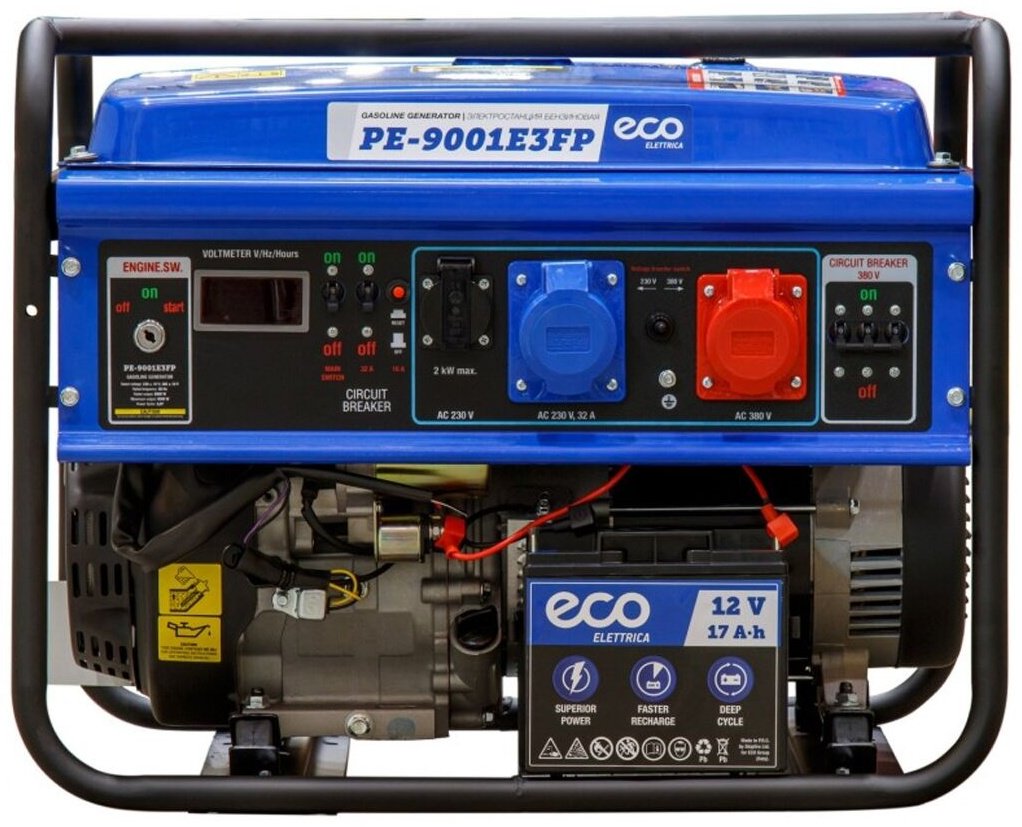 Электростанция бензиновая ECO 6 кВт 1 (220 В), PE-9001E3FP