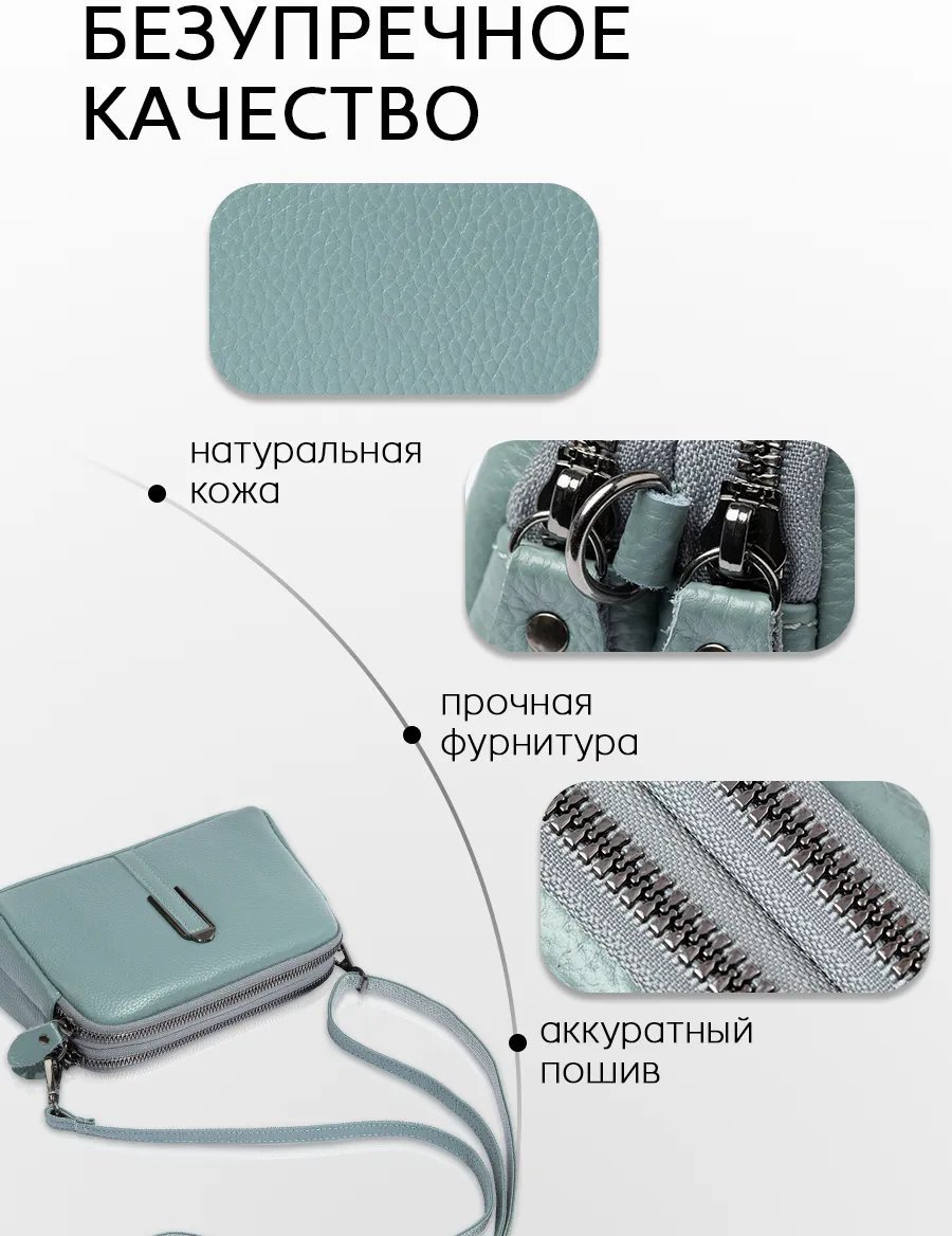 Сумка кросс-боди Fexobag натуральная кожа голубой купить,NaN