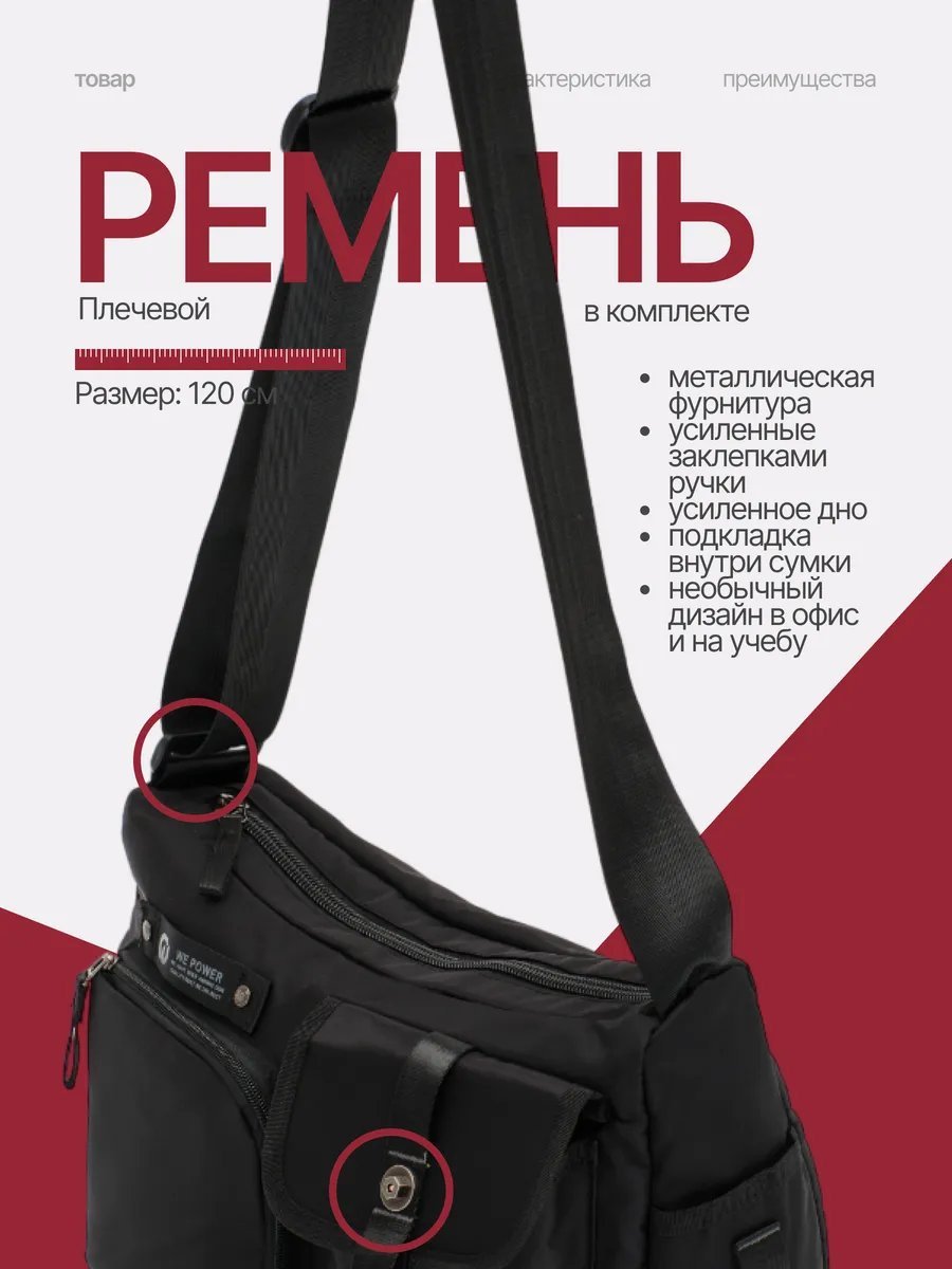 Сумка мессенджер LIPANO нейлон черный купить,NaN