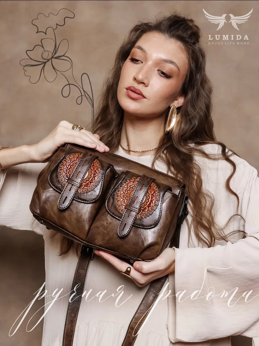 Мини-сумка Lumida текстиль коричневый купить,NaN