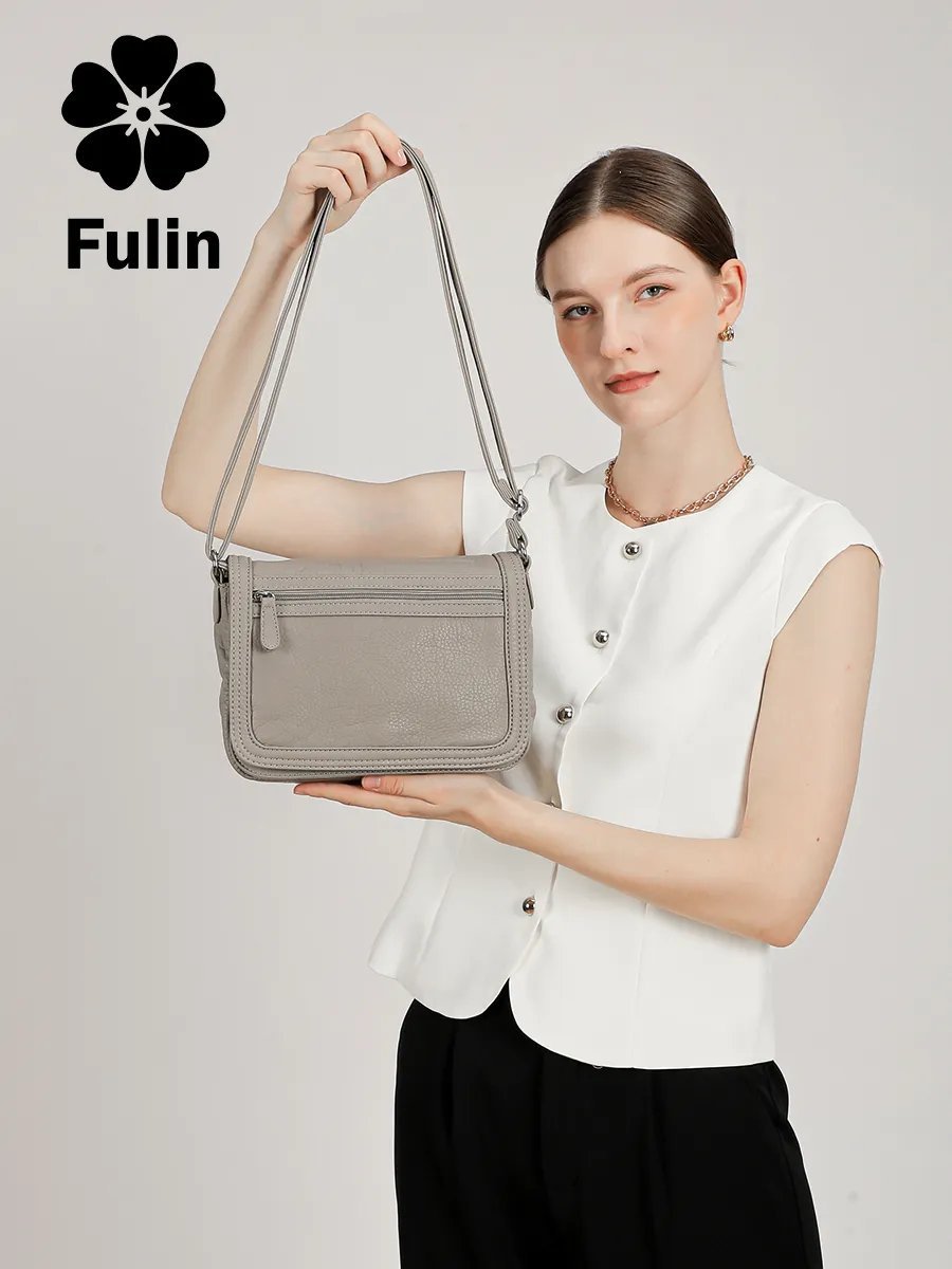 Сумка багет FULIN искусственная кожа серый купить,NaN