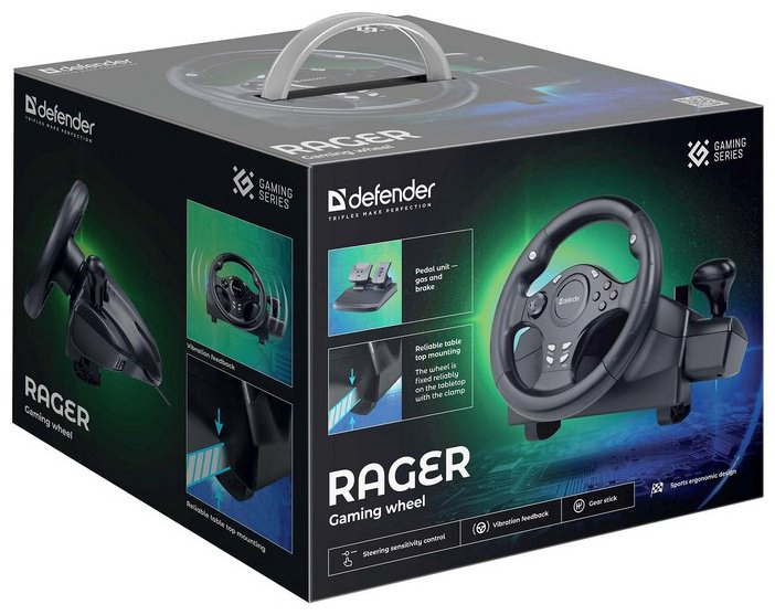 Игровой контроллер Defender Rager 64067 черный купить,46990