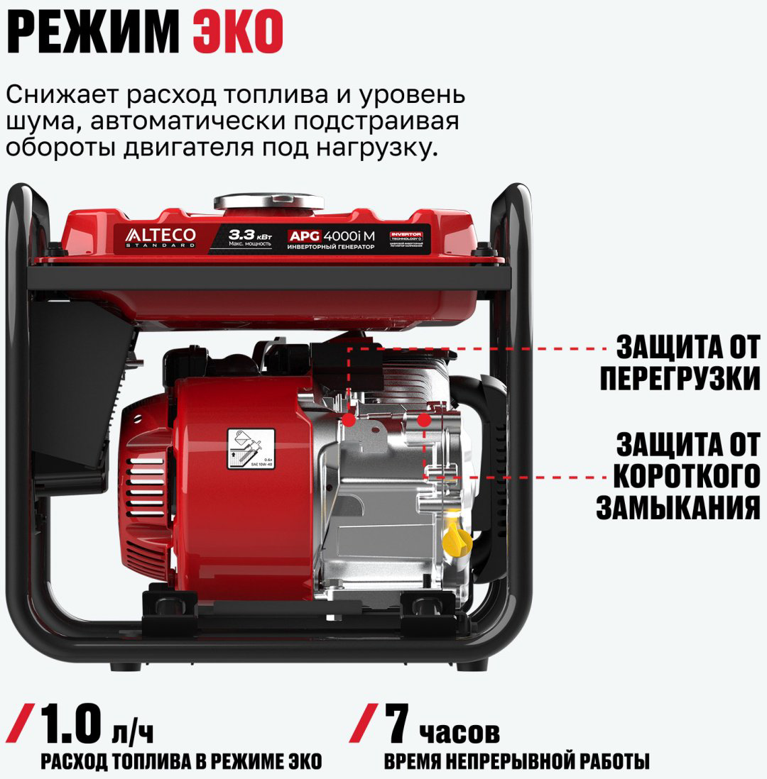 Электростанция бензиновая ALTECO 3 кВт 1 (220 В), APG 4000i M 86374 купить,122500
