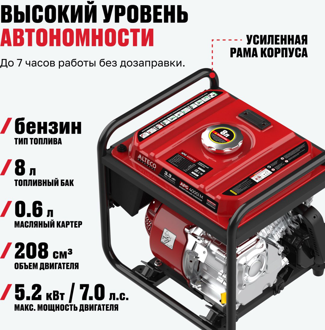 Электростанция бензиновая ALTECO 3 кВт 1 (220 В), APG 4000i M 86374 купить,122500