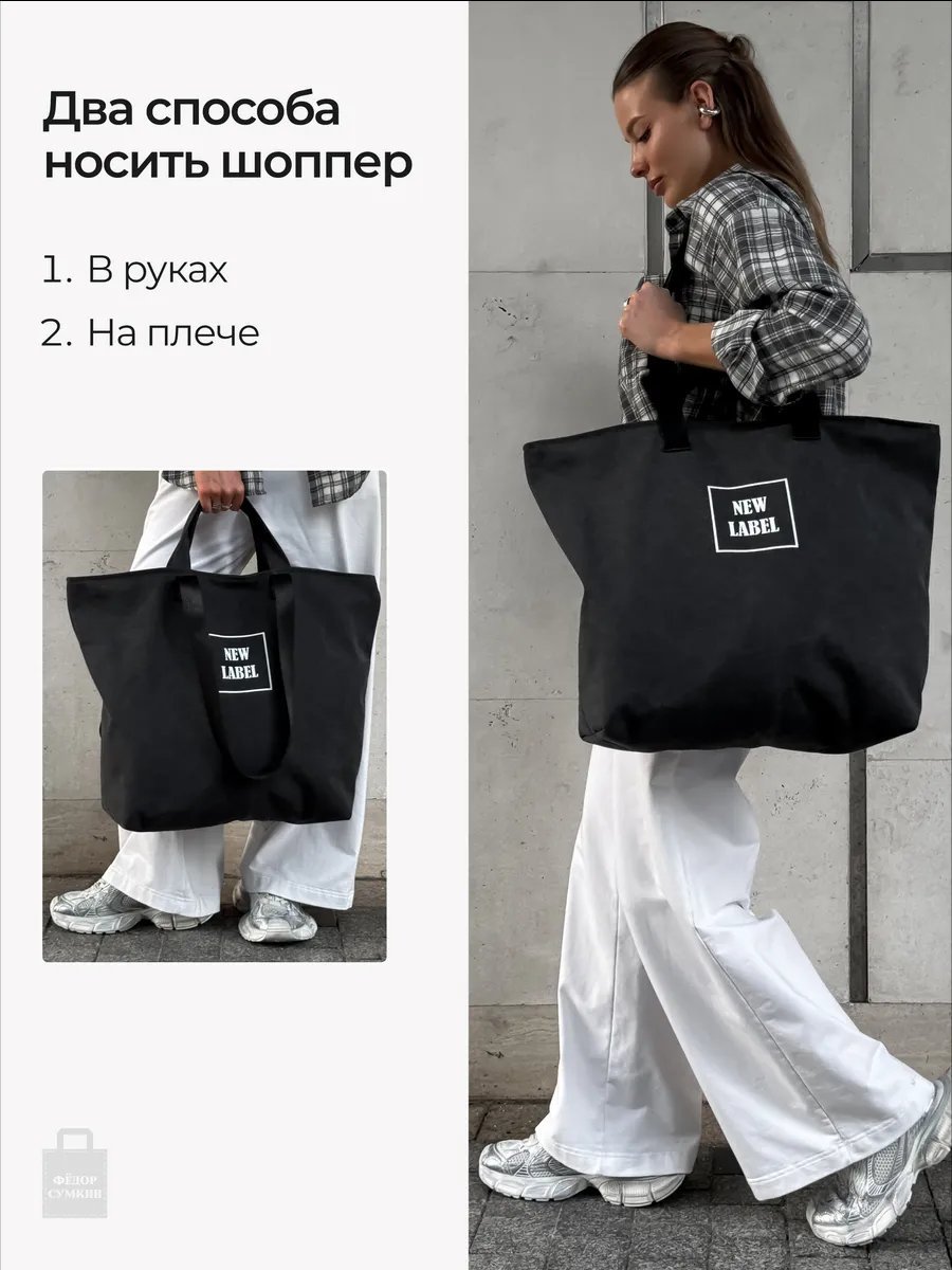 Сумка шоппер Федор Сумкин хлопок черный