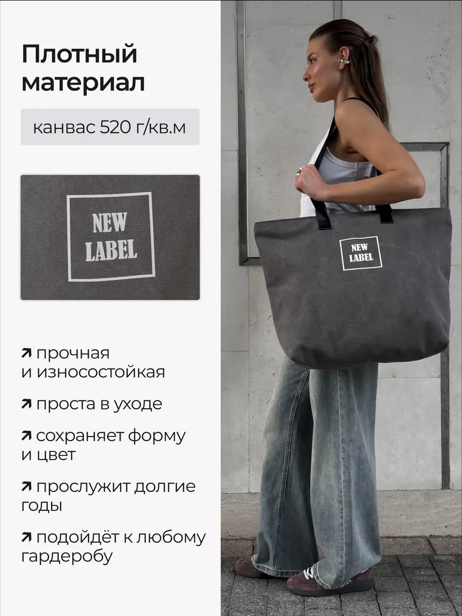 Сумка шоппер Федор Сумкин хлопок серый