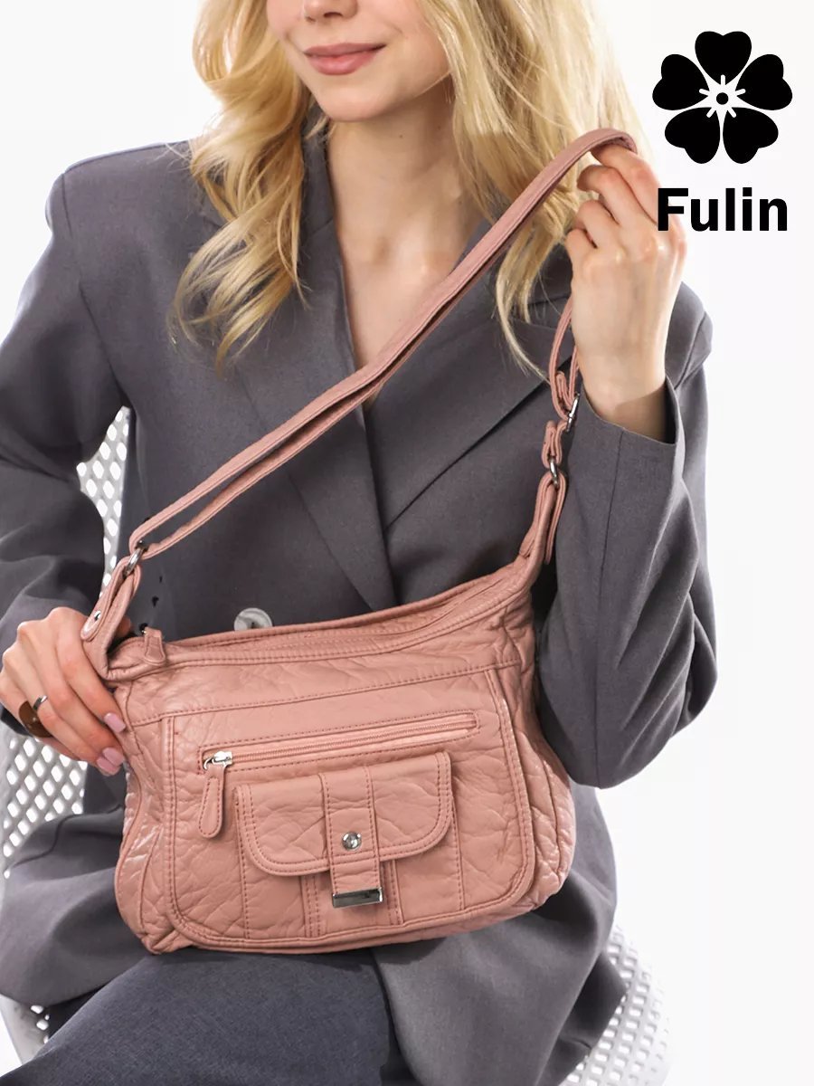 Сумка кросс-боди FULIN экокожа розовый купить,NaN