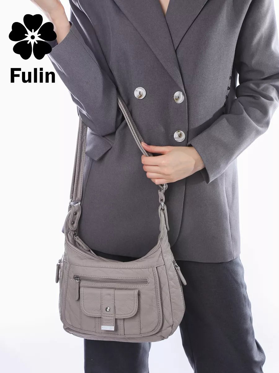 Сумка кросс-боди FULIN экокожа серый
