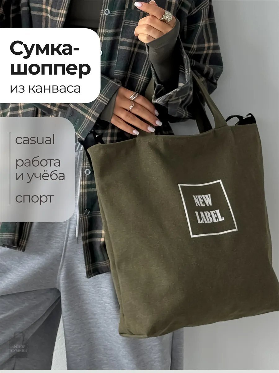 Сумка шоппер Федор Сумкин хлопок зеленый купить,NaN