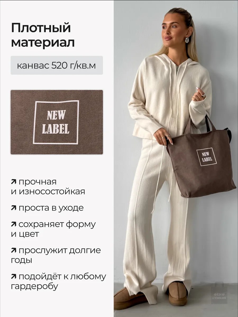 Сумка шоппер Федор Сумкин хлопок коричневый купить,NaN