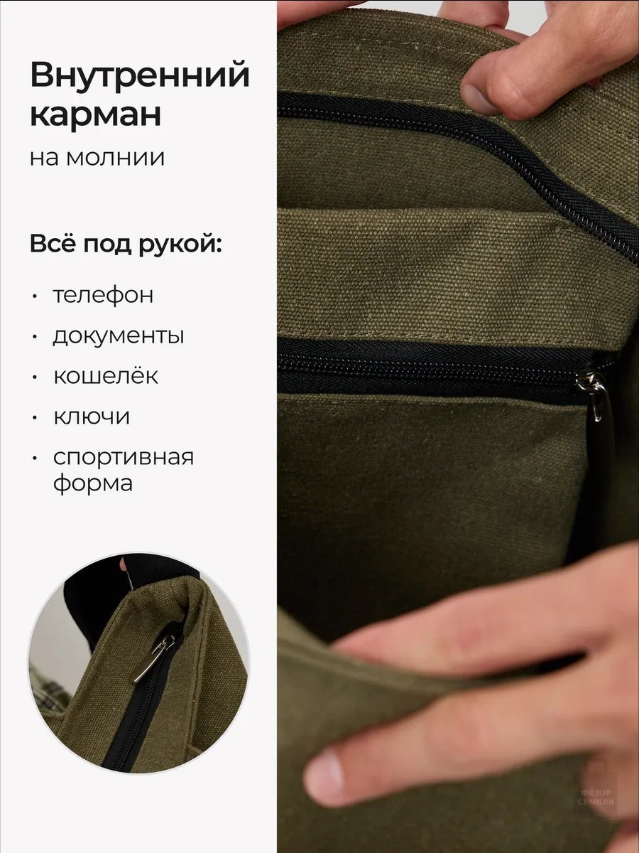Сумка шоппер Федор Сумкин хлопок зеленый купить,NaN