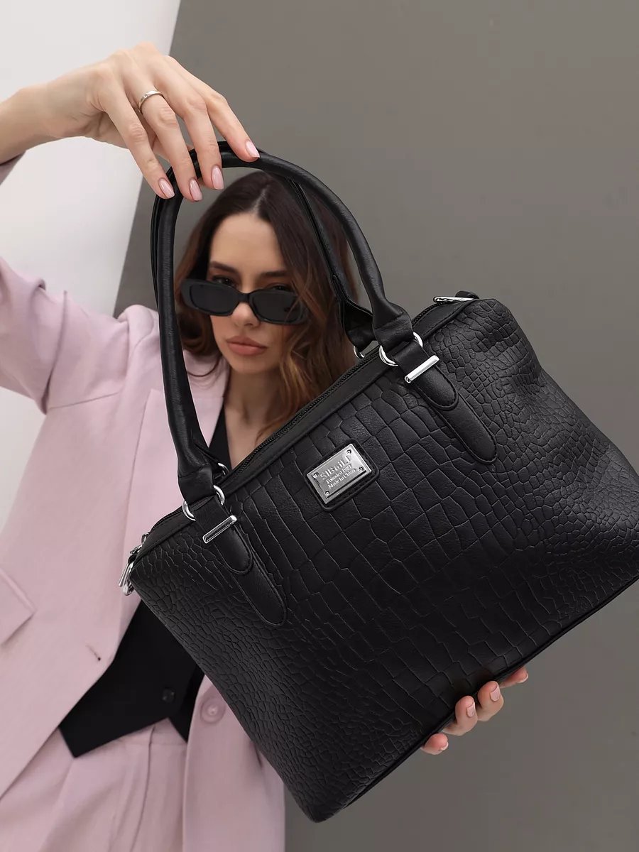 Сумка шоппер MiniBags экокожа черный купить,NaN