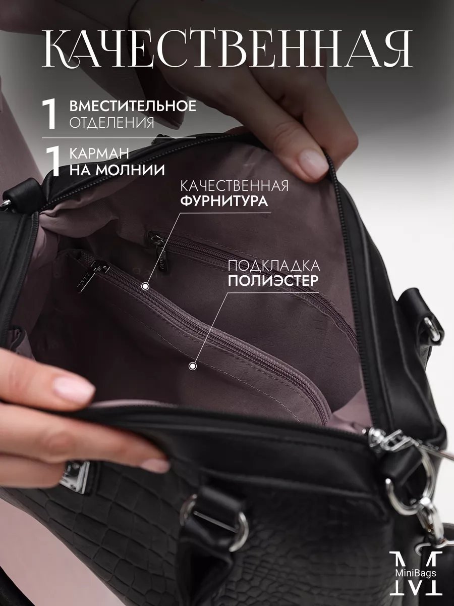 Сумка шоппер MiniBags экокожа черный купить,NaN