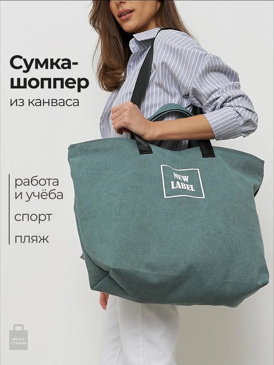 Сумка шоппер Федор Сумкин хлопок серый купить,NaN