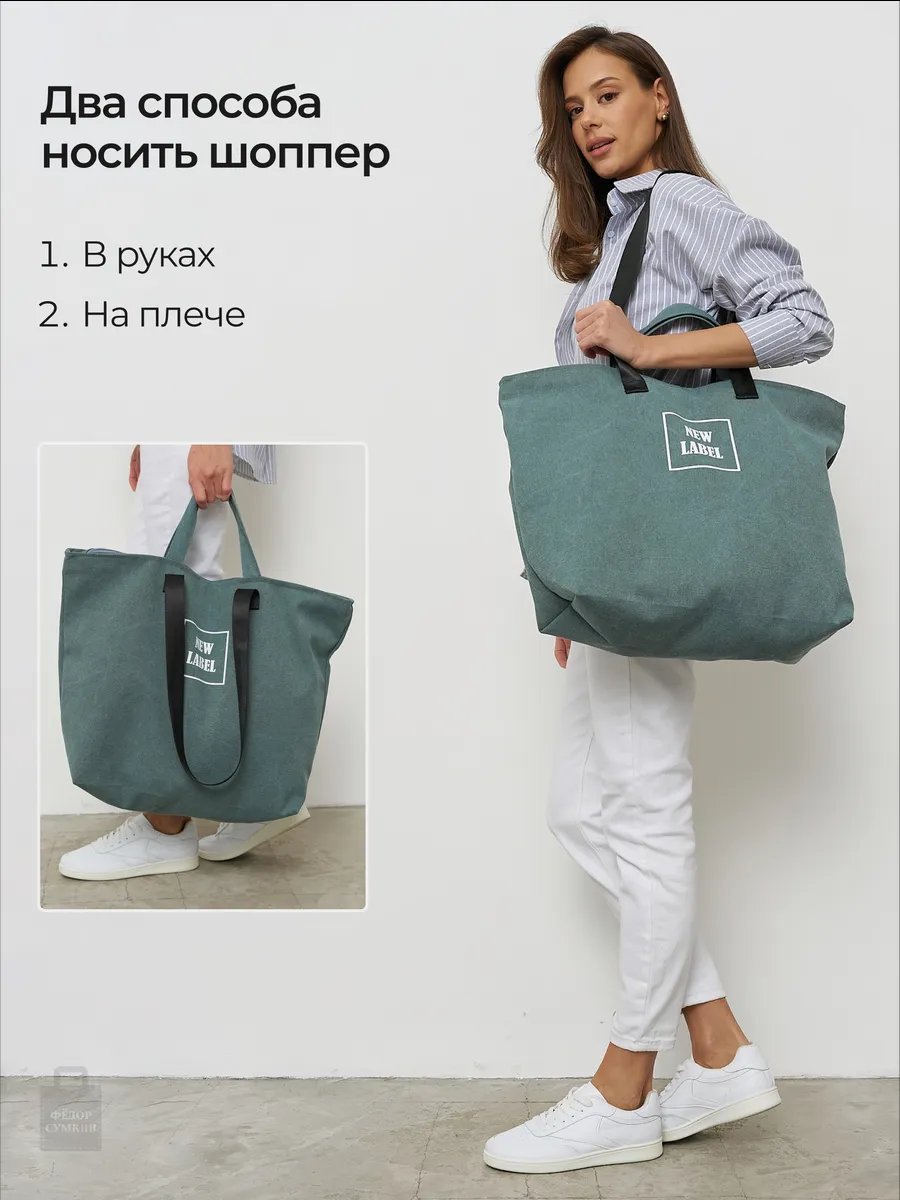 Сумка шоппер Федор Сумкин хлопок серый купить,NaN