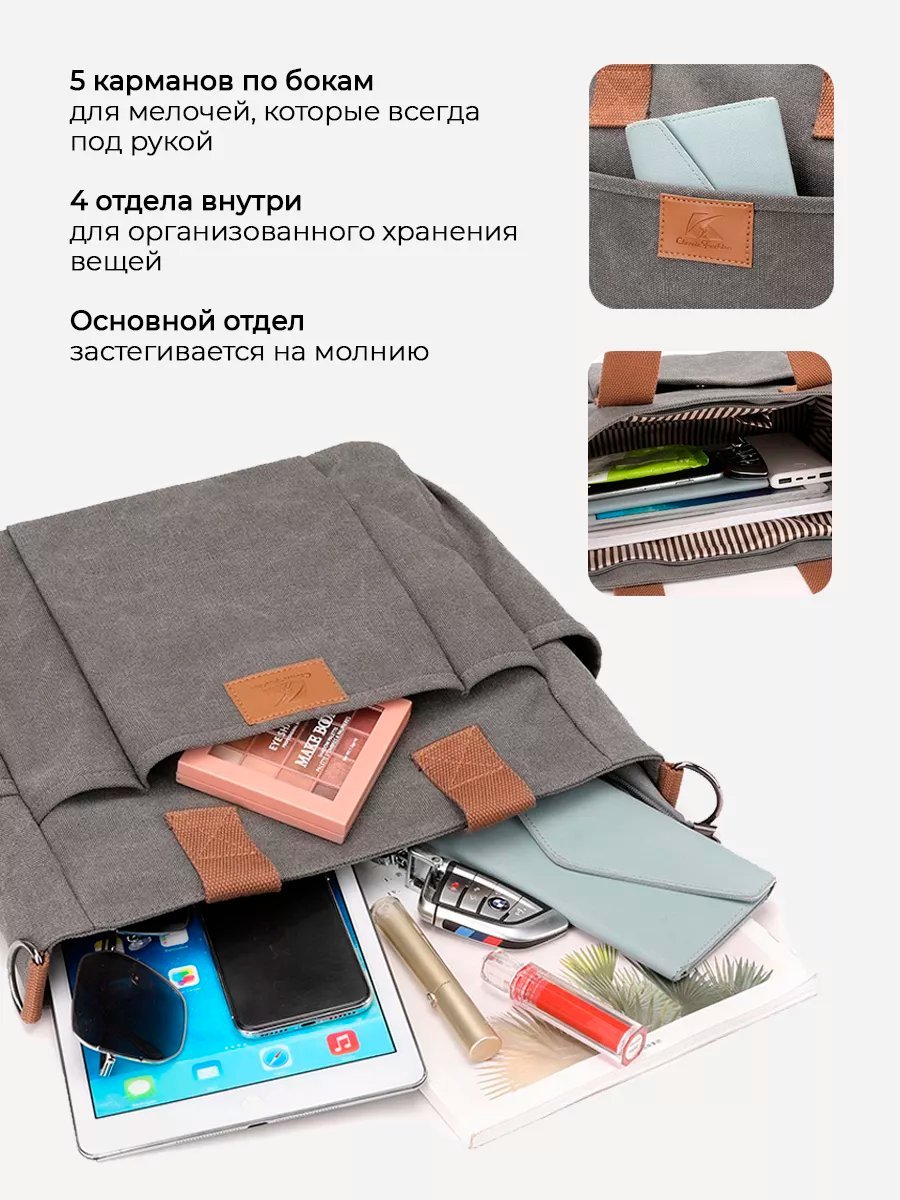 Сумка шоппер Bags botiqe хлопок серый купить,NaN