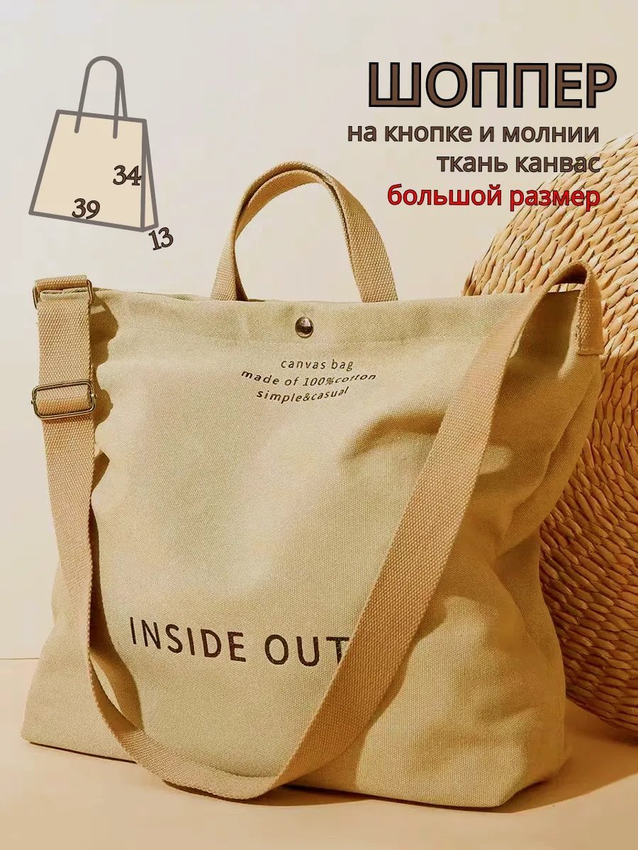 Сумка шоппер CollectionAce канвас бежевый купить,NaN