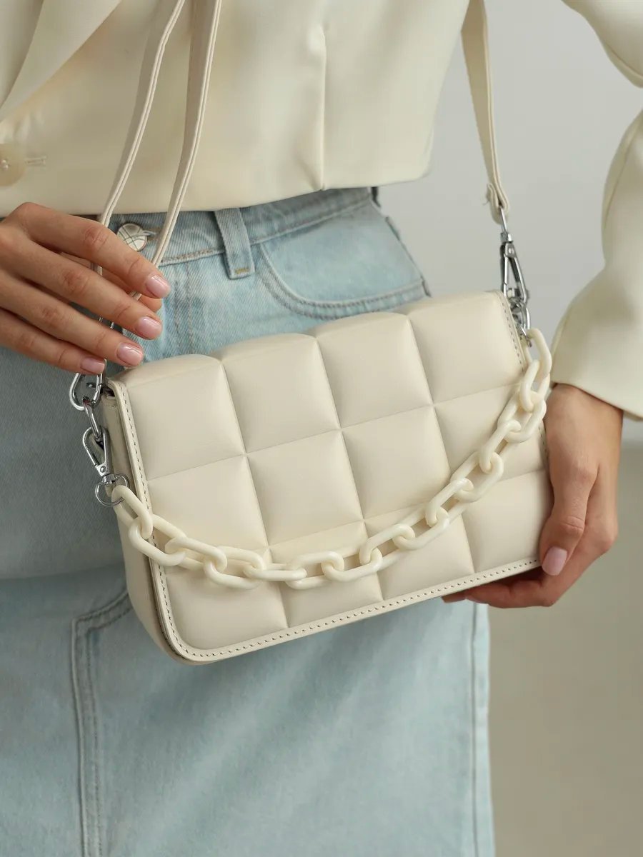 Сумка багет heybags экокожа белый купить,NaN