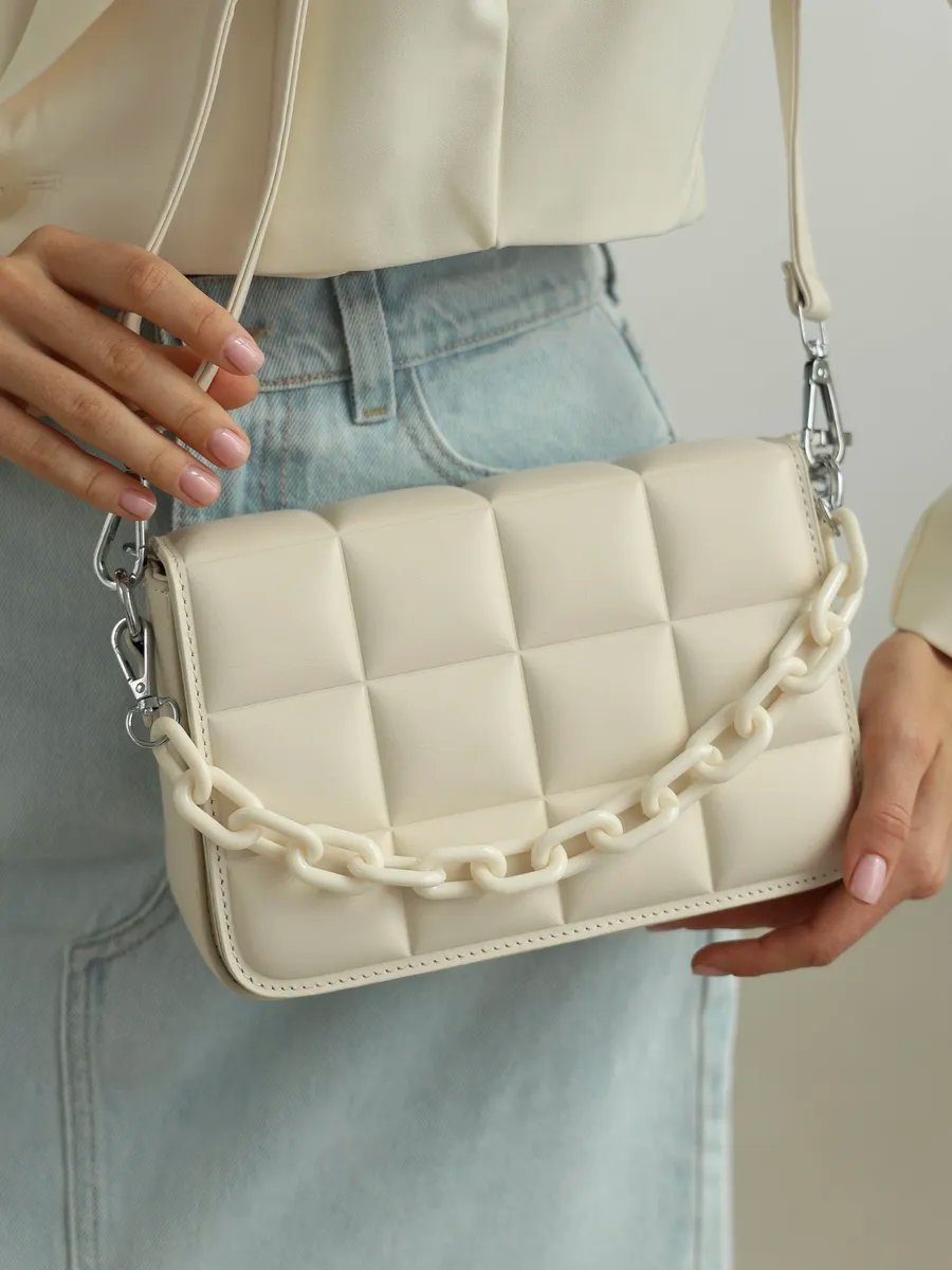 Сумка багет heybags экокожа белый купить,NaN