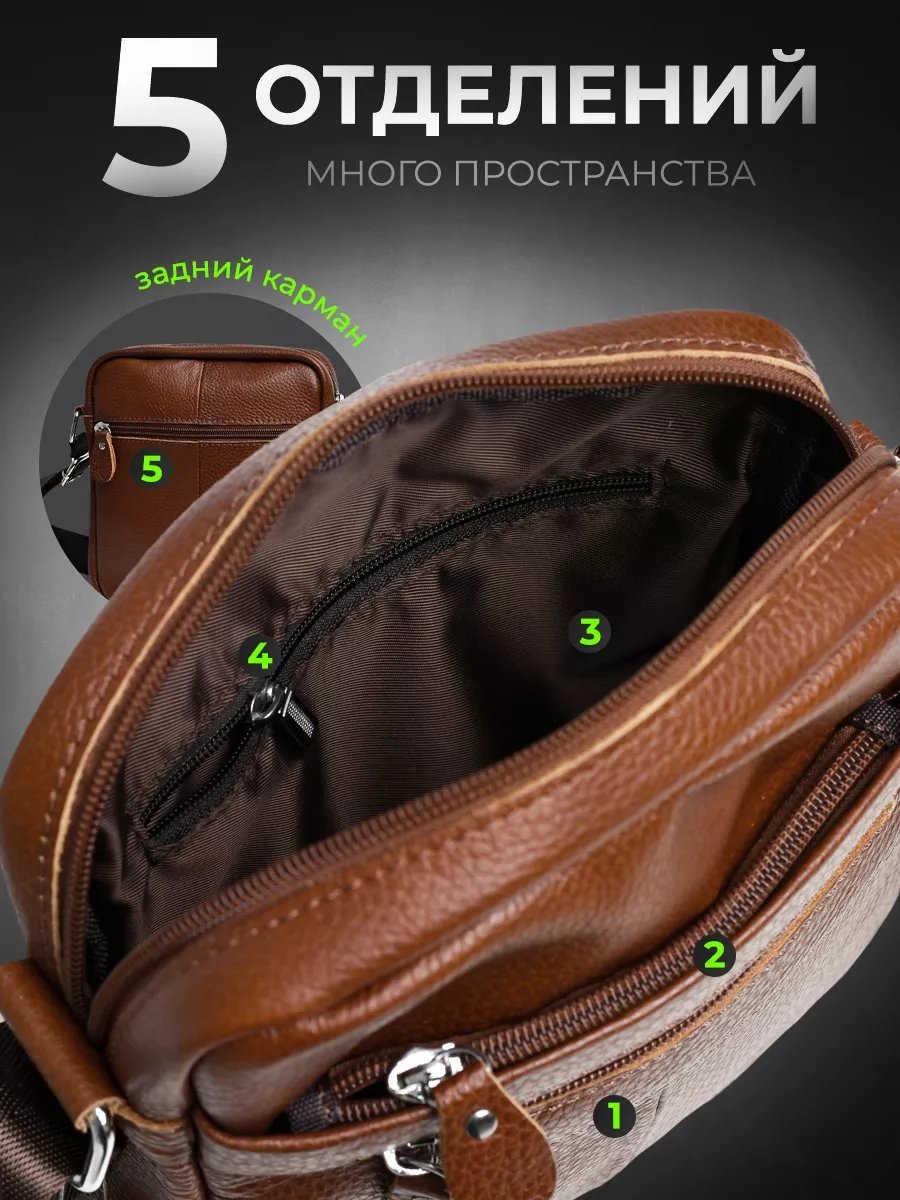 Мини-сумка bearbag натуральная кожа коричневый купить,NaN