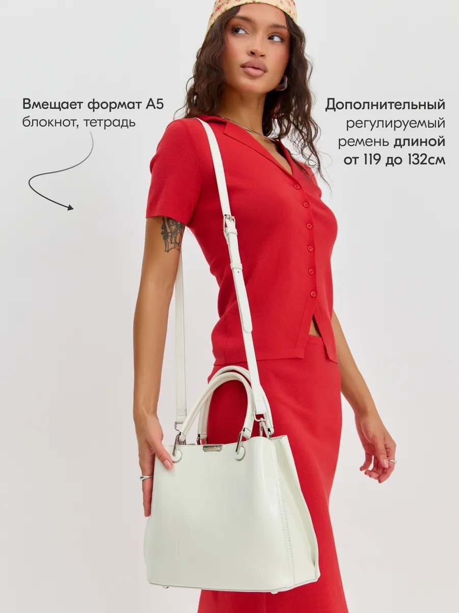 Сумка тоут Bagsberry натуральная кожа белый купить,NaN