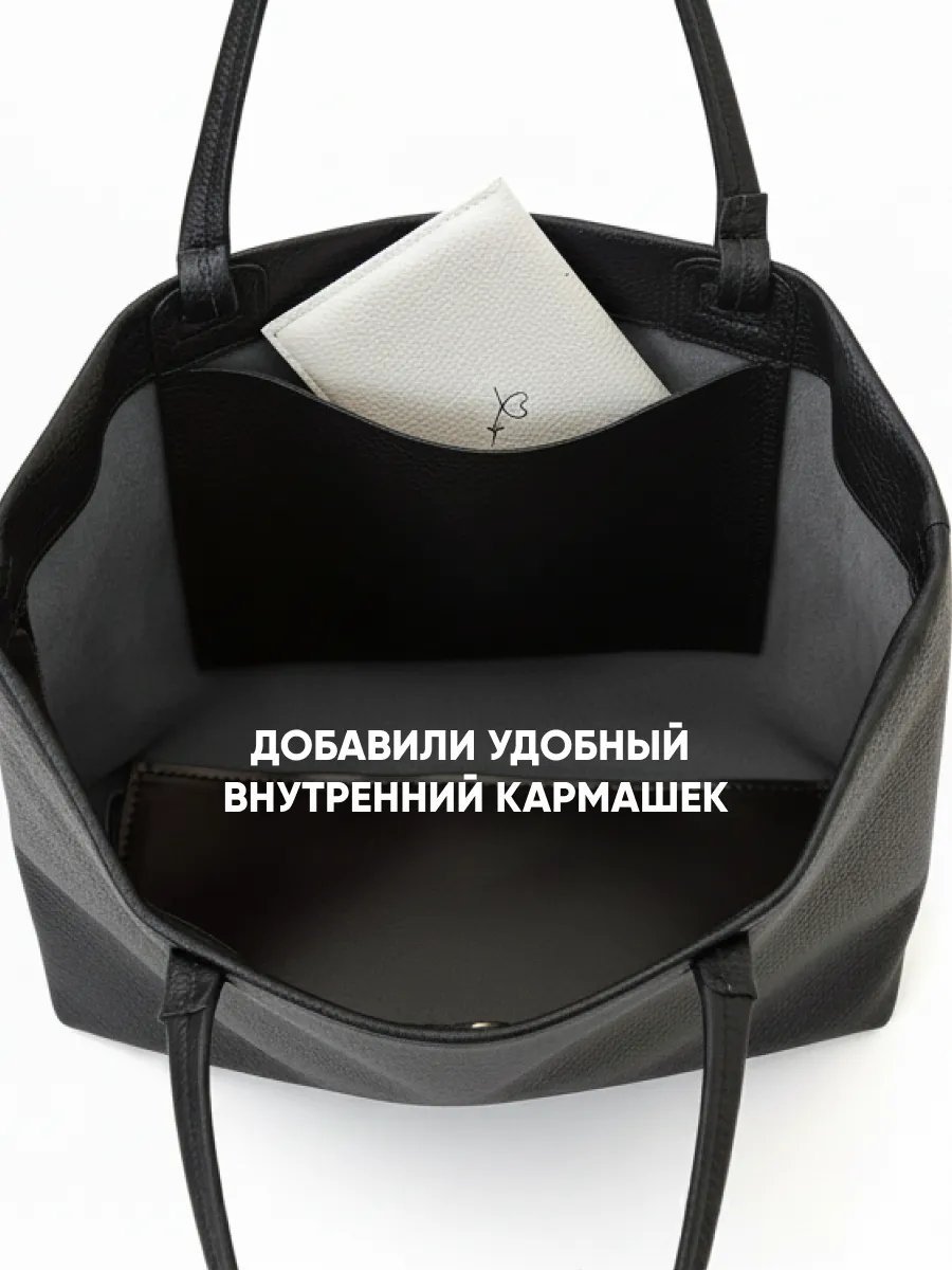 Сумка шоппер PYARI экокожа черный купить,NaN