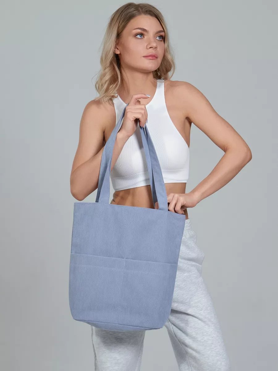 Сумка шоппер BAG13 полиэстер голубой купить,NaN