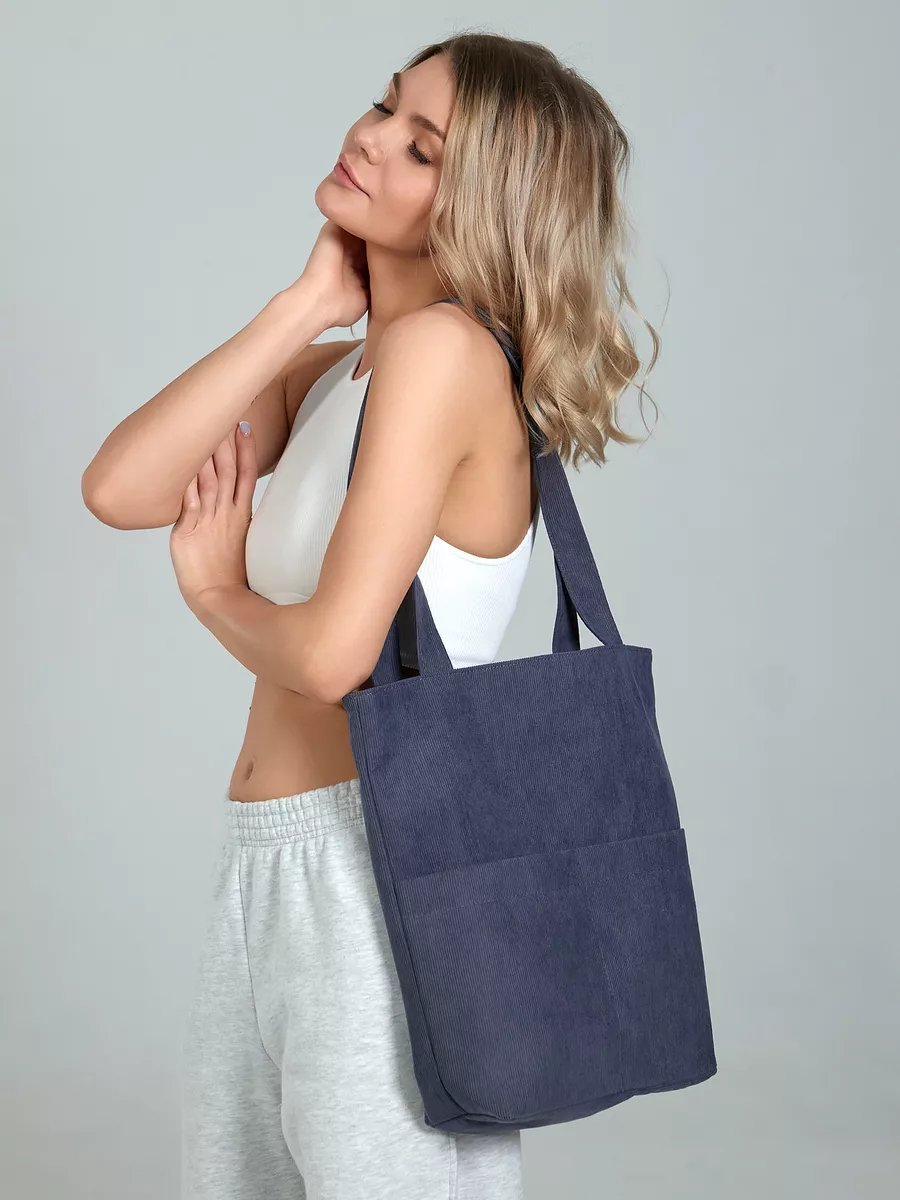 Сумка шоппер BAG13 хлопок серый купить,NaN