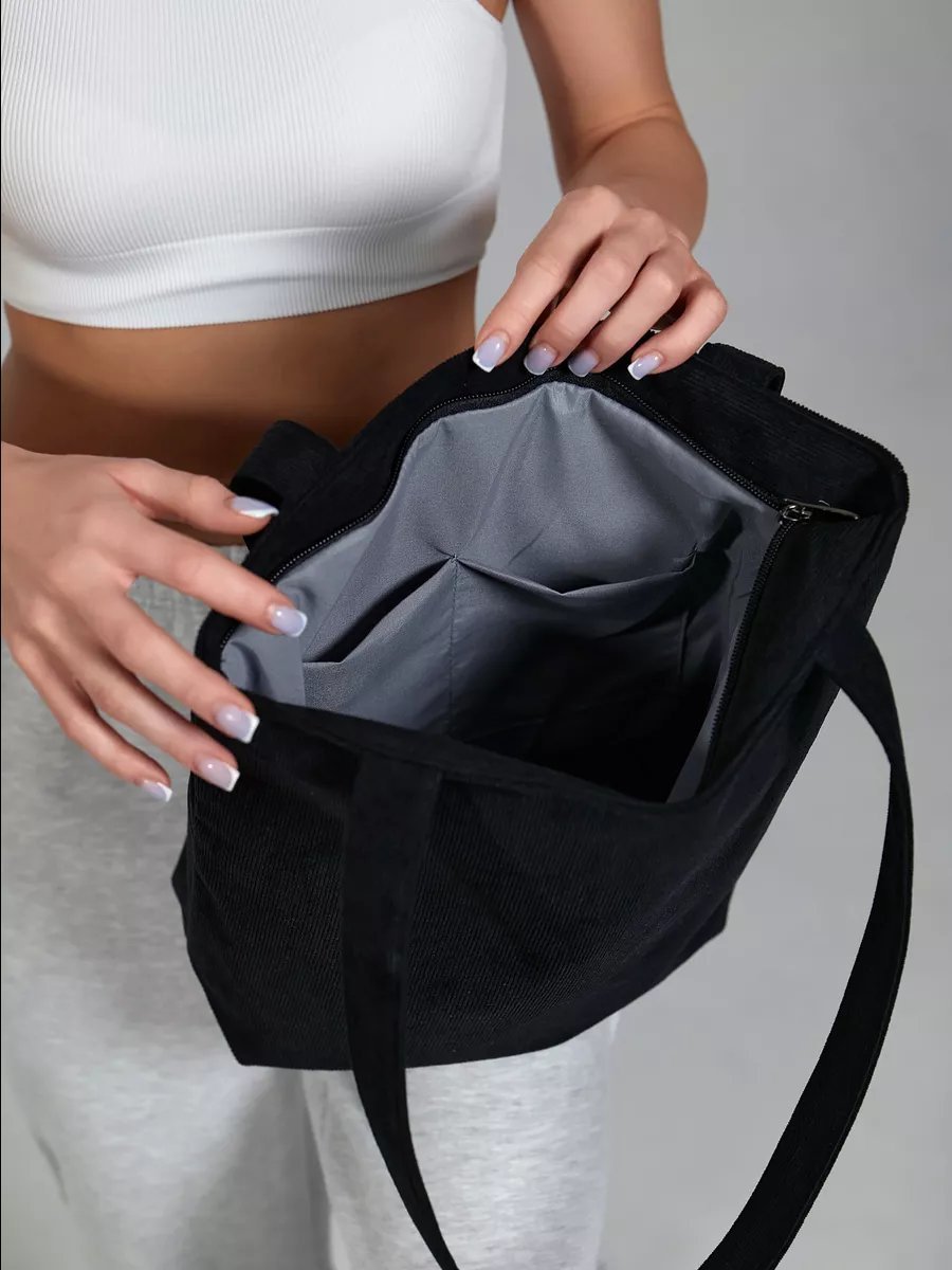 Сумка шоппер BAG13 хлопок черный купить,NaN