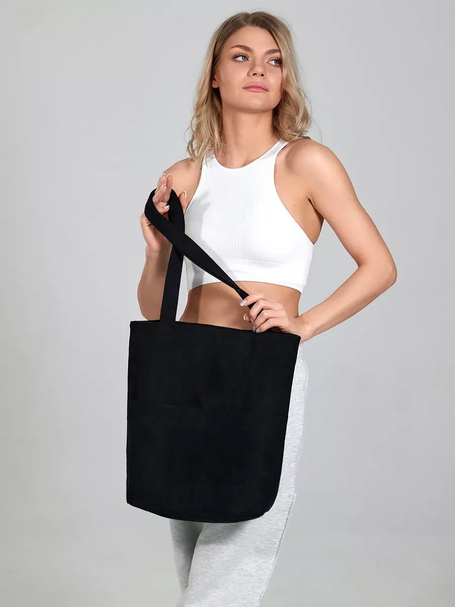 Сумка шоппер BAG13 хлопок черный купить,NaN