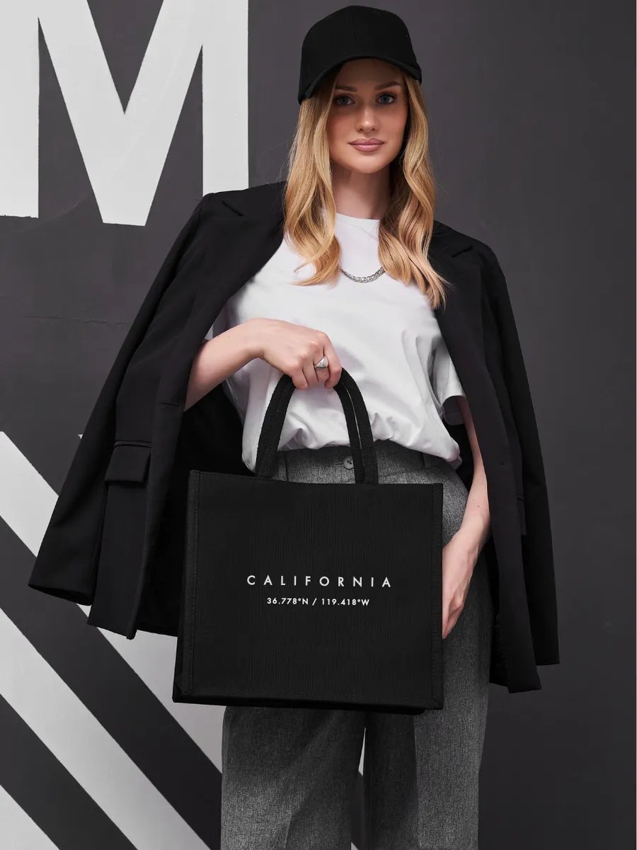 Сумка шоппер Bolso de Senora канвас черный купить,NaN