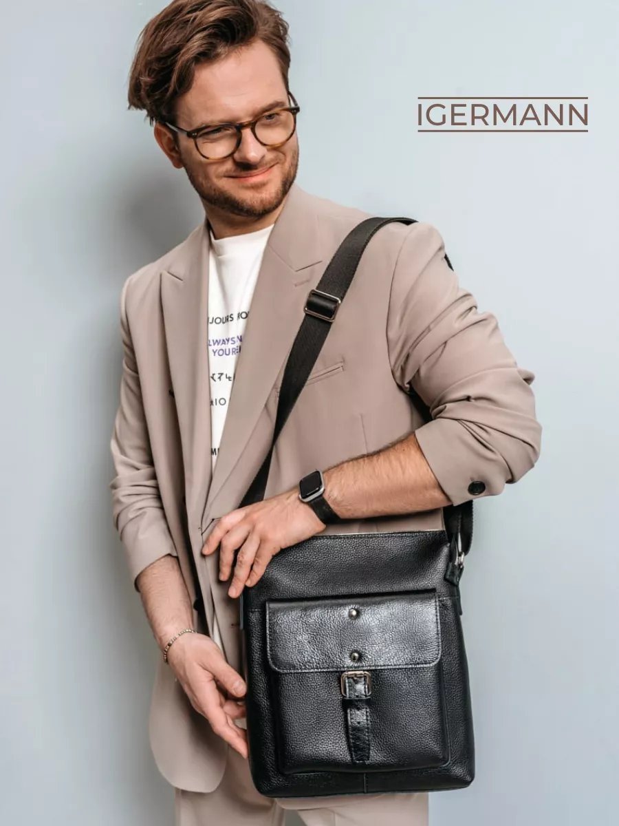 Мини-сумка IGERMANN натуральная кожа черный купить,NaN