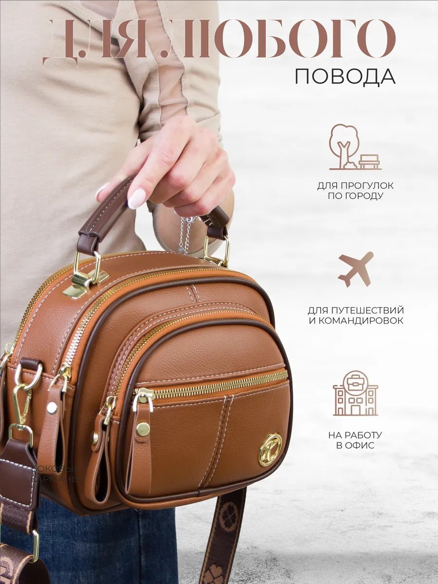 Сумка кросс-боди Simple Wallets экокожа коричневый купить,NaN