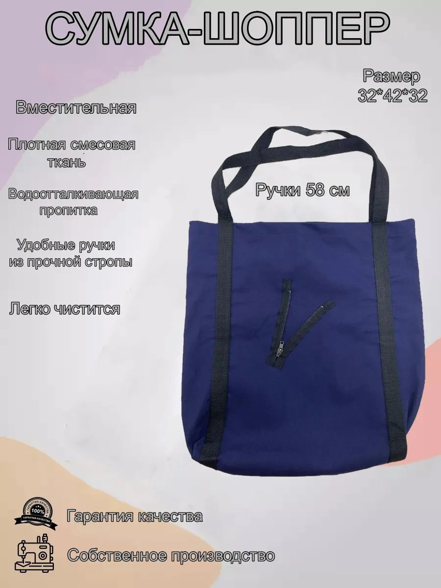 Сумка шоппер Носики-Курносики полиэстер синий купить,NaN