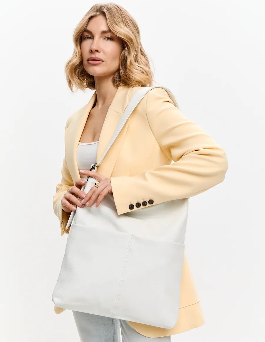 Сумка шоппер FEELBAGS натуральная кожа белый купить,NaN