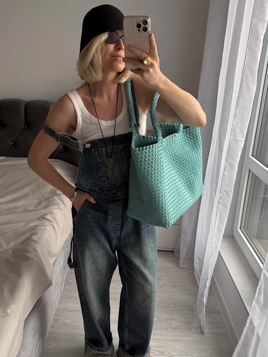 Сумка шоппер WEEKEND AESTHETIC текстиль голубой купить,NaN
