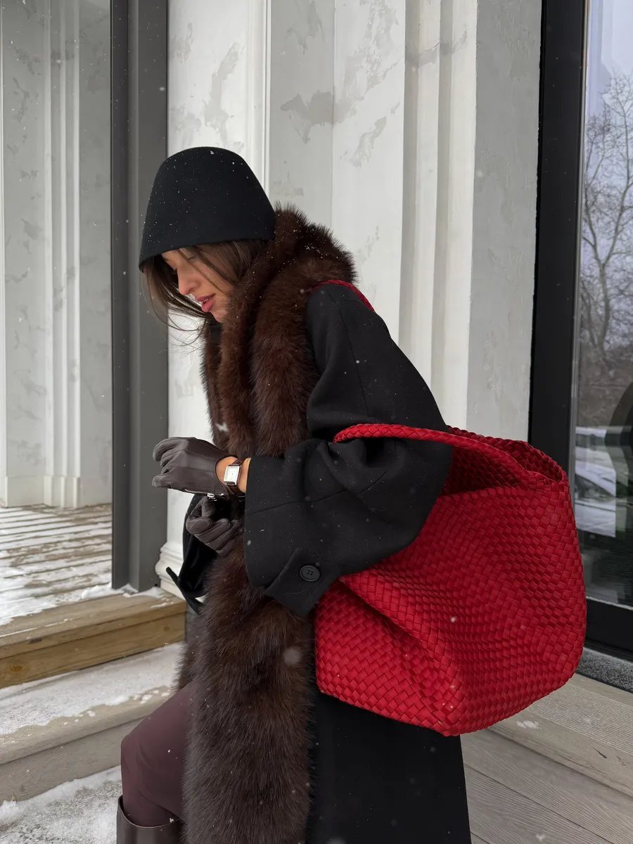 Сумка шоппер WEEKEND AESTHETIC текстиль красный купить,NaN
