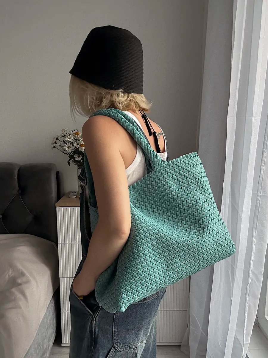 Сумка шоппер WEEKEND AESTHETIC текстиль голубой купить,NaN