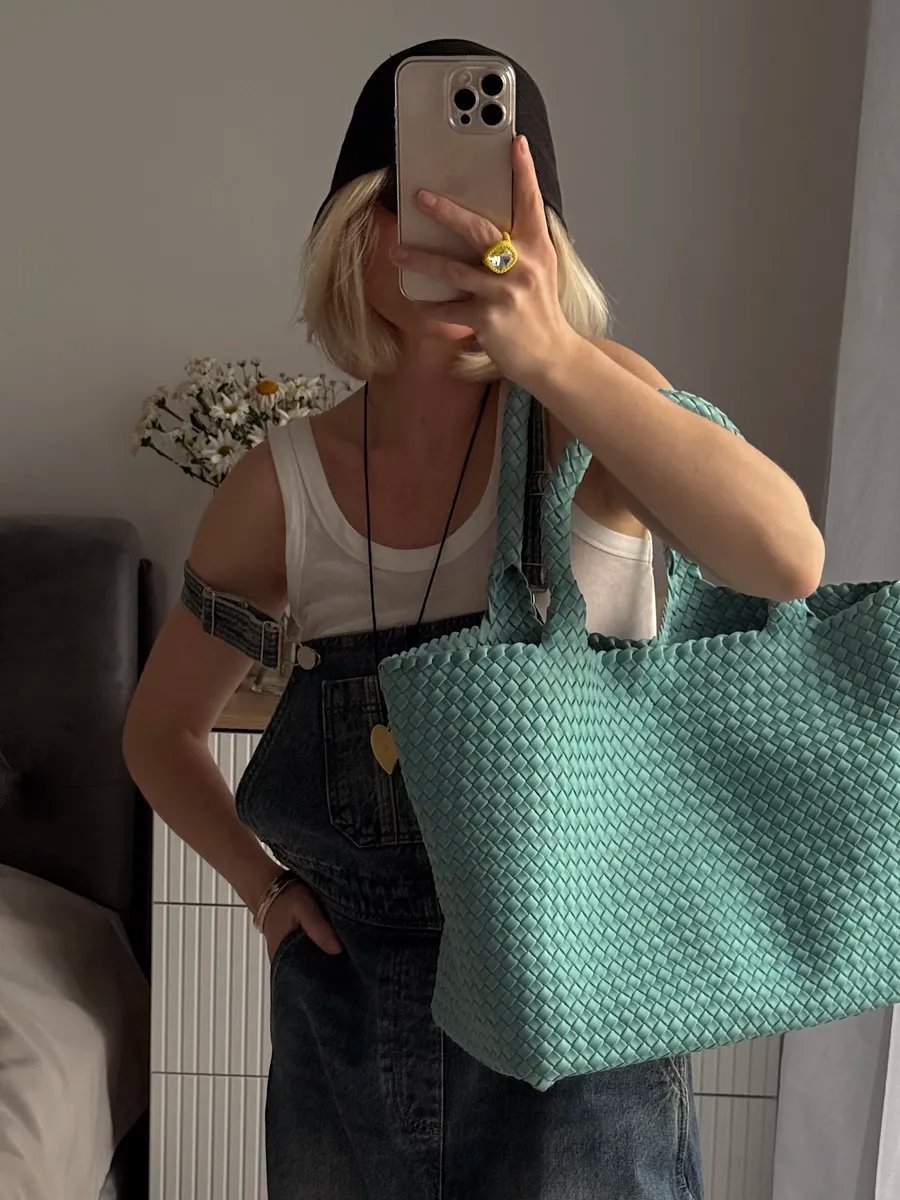 Сумка шоппер WEEKEND AESTHETIC текстиль голубой купить,NaN