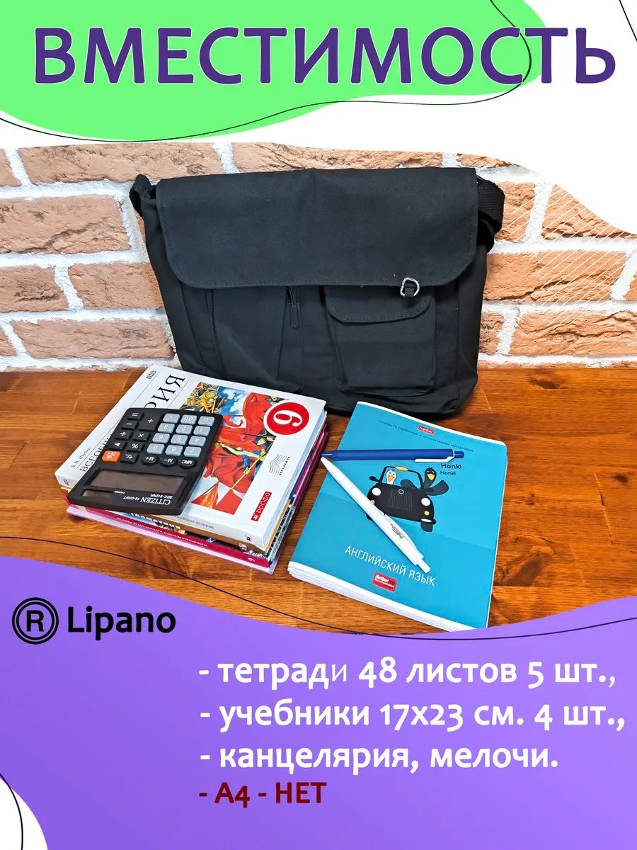 Сумка кросс-боди LIPANO полиэстер черный купить,NaN