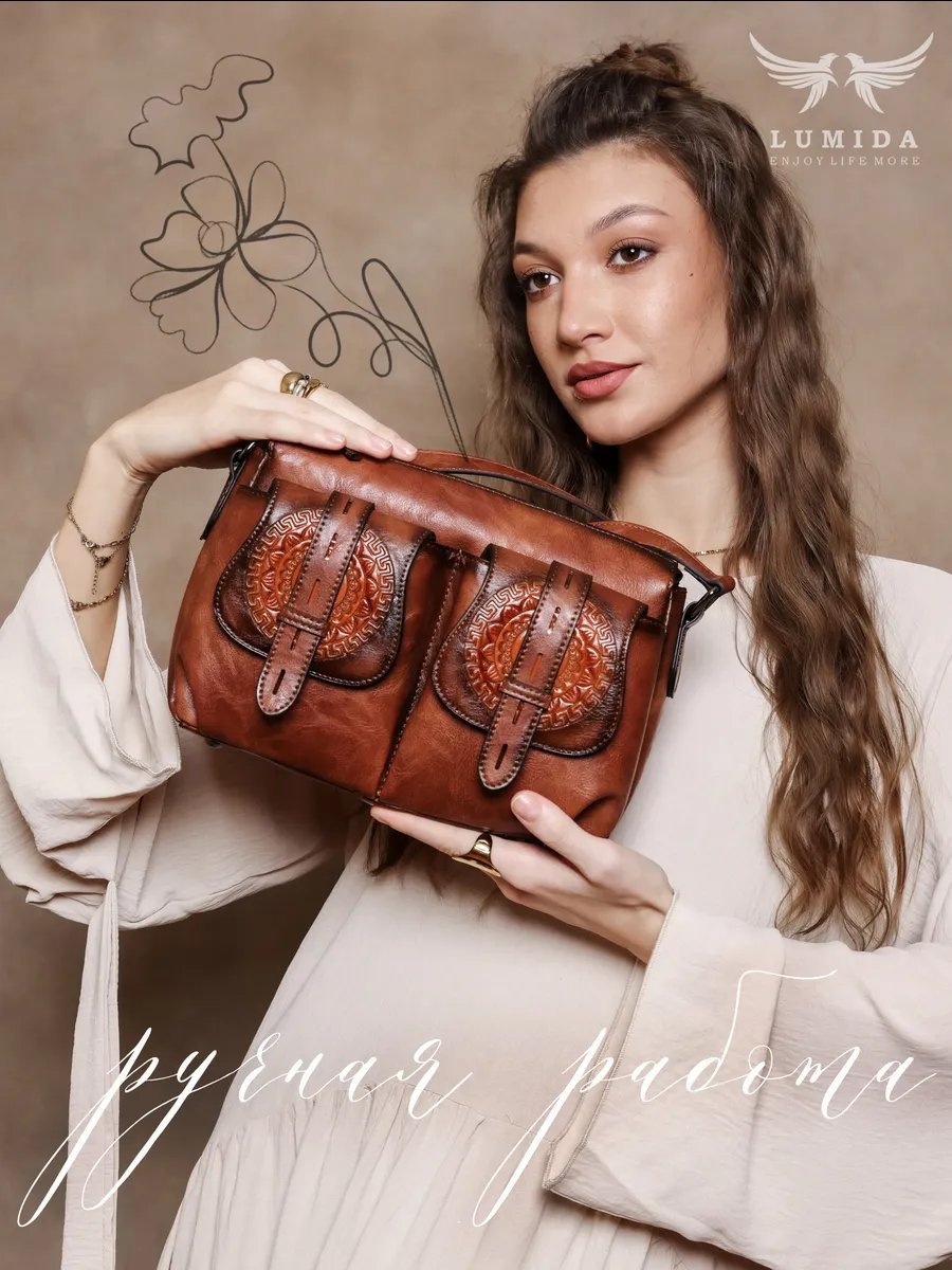 Мини-сумка Lumida текстиль коричневый купить,NaN