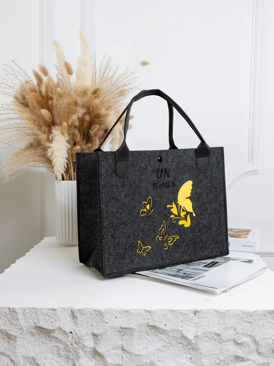 Сумка шоппер UN-BAGS полиэстер черный купить,NaN