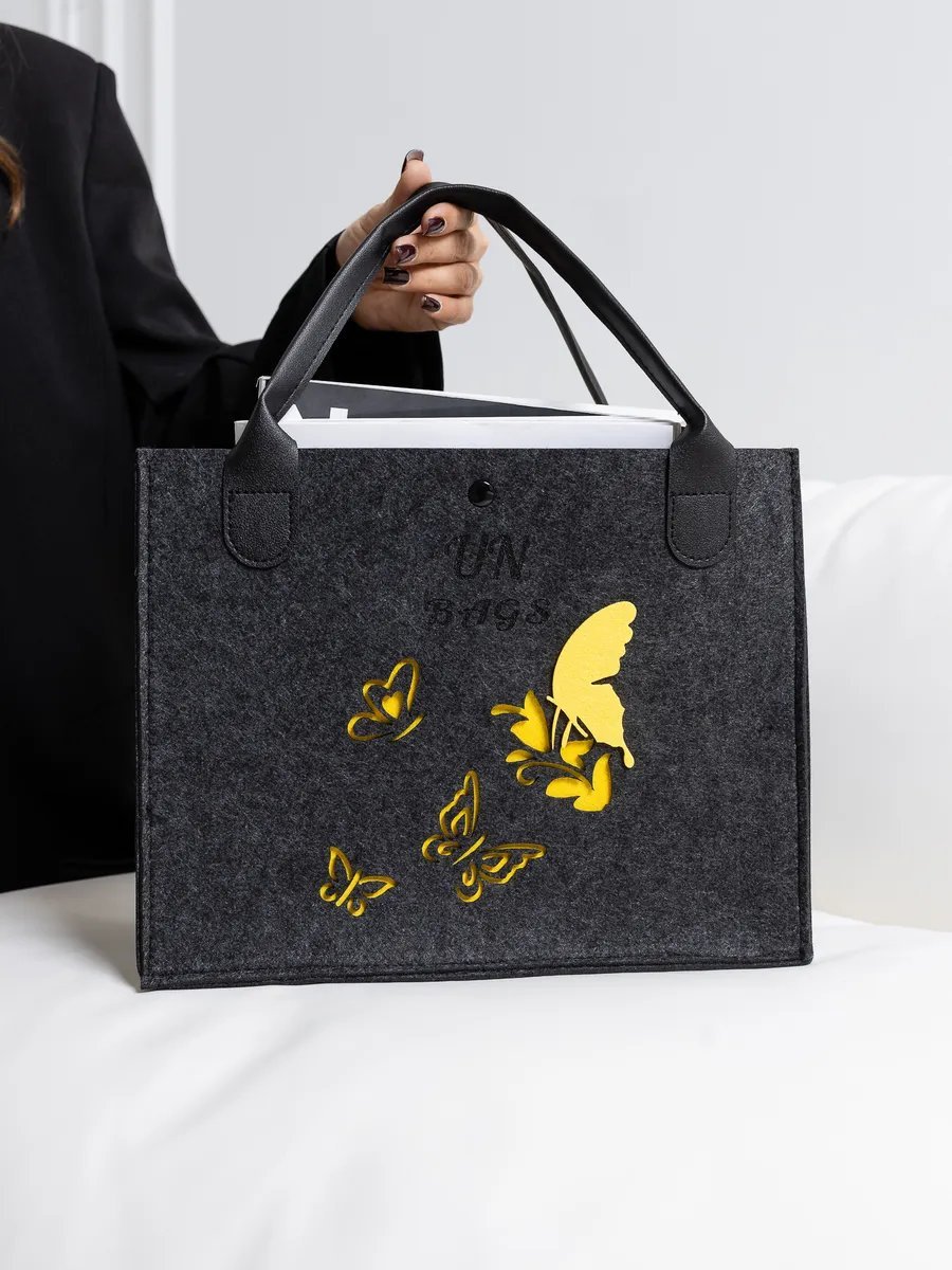 Сумка шоппер UN-BAGS полиэстер черный купить,NaN